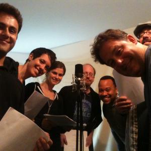 Roger Rignack and the cast of Lucky Dale Girl Detective Legends Animated at the voice over session