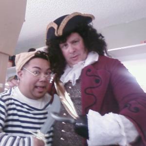 Roger Rignack as Captain Hook in Peter Pan backstage with Reggie DeLeon