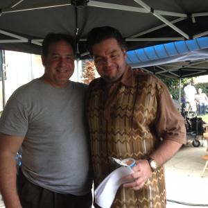 Roger Rignack with Oliver Platt on the set of Frank and Cindy