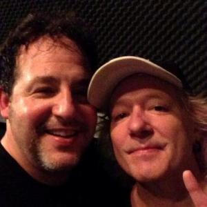 Roger Rignack with Scorpions drummer, James Kottak, during band rehearsal.