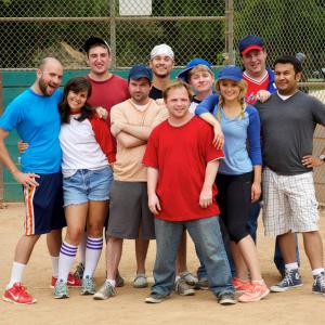 Roger Rignack as Coach Jim Spear with the cast of the web series, Professional Friend.