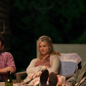 Still of Max Greenfield, Jason Ritter and Maggie Grace in About Alex (2014)