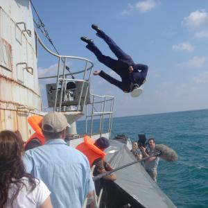 Falling from the submarine tower, glancing the hull, and straight into the drink! Off the coast of Malta for ITVs 'Ghostboat' with Sir David Jason.