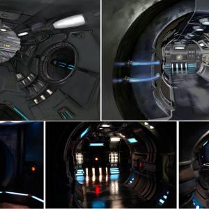 The top two images are my renderings The lower three were taken of the finished set during prelight This was an overbuild on the last remaing bit of the original SG1 Circle Corridor set
