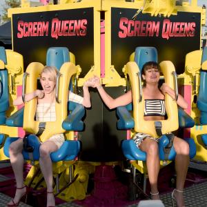 Lea Michele and Emma Roberts at event of Scream Queens (2015)