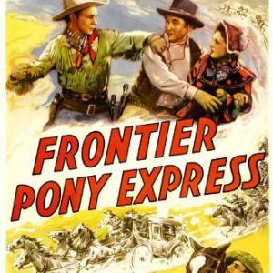Roy Rogers Raymond Hatton Bud Osborne and Lynne Roberts in Frontier Pony Express 1939