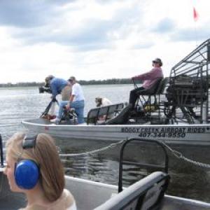 Cameron Roberts operating Varicam for Boggy Creek Airboat Rides Commercial Also pictured Gary Bristow standing and Greg S Jones seated lower right