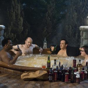 Still of John Cusack, Clark Duke, Craig Robinson and Rob Corddry in Hot Tub Time Machine (2010)