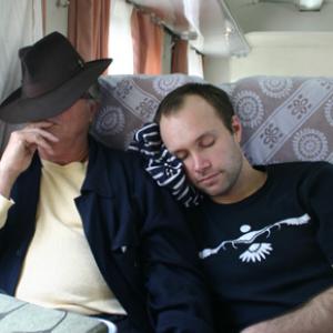 Rowan and Alan on the train in china.