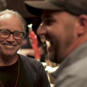 sharring a laugh on set with director Kevin Goetz