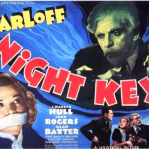 Boris Karloff Alan Baxter Warren Hull and Jean Rogers in Night Key 1937