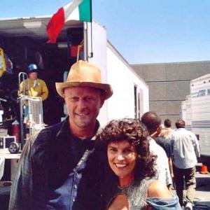 Adrienne Barbeau and Andrew A Rolfes on the set of Carnivle