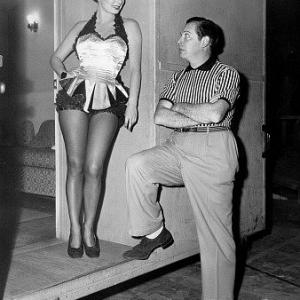 Milton Berle with Ruth Roman backstage of 