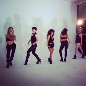 HOT! music video shoot at FD Photo Studio, downtown Los Angeles. Mist and her dancers, from L-R, Lauren, Rika, Mist, Elizabeth, and Hannah.