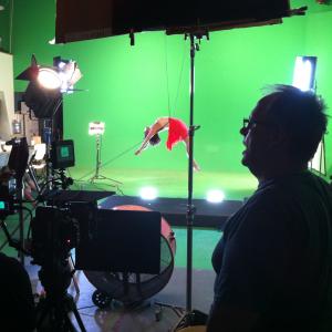 Music video shoot at TDJ/Creative Studios, North Hollywood. Stunts, green screen and wire work day.