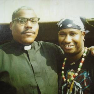 Bill Nunn and Terence Rosemore on the set of Candyman 2