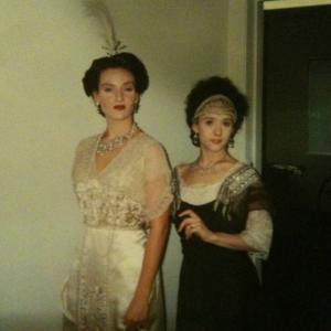 As Mary Marvin on the set of Titanic with Rochelle Rose, Countess of Rothes