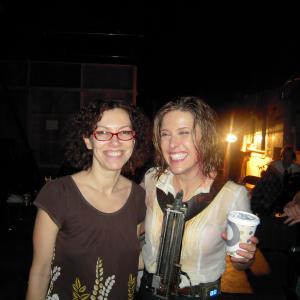 Elizabeth Rowin and Caroline Cave on the set of SAW VI