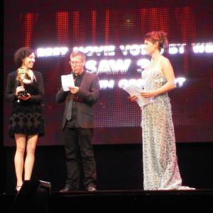 Elizabeth Rowin Kevin Greutert and Kristina Klebe at the 2011 Fantasy Horror Awards in Orvieto Italy