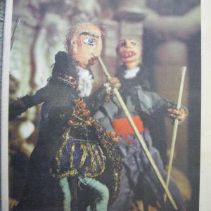 My mini rod puppets Grumio and Gremio from Shakespeares Taming of the Shrew make the front page of Cairns Post  Weekend Extra