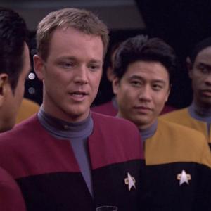 Still of Robert Beltran Robert Duncan McNeill Tim Russ and Garrett Wang in Star Trek Voyager 1995