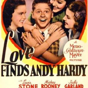 Judy Garland, Mickey Rooney, Lana Turner and Ann Rutherford in Love Finds Andy Hardy (1938)