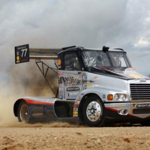 Mike Ryans Championship Freightliner Race Truck tackling the Pikes Peak Hill Climb Colorado  taken during the 2007 race