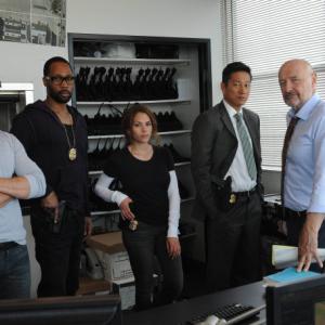 Still of Sung Kang, Terry O'Quinn, RZA, Ramon Rodriguez and Inbar Lavi in Gang Related (2014)