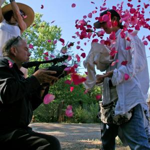 Rose petals for the Guadalupe  Milagros on set with Director Kara Baca Sachs  DP Jurg Walthers