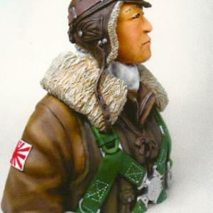 Japanese Fighter Pilot model for remote aircraft hand carved by Michael Johnson, Aces of Iron