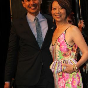 Jeanne Sakata at the 2013 Drama Desk Awards with Joel de la Fuente, nominee for Outstanding Solo Performance in Jeanne's play, HOLD THESE TRUTHS, inspired by the life of Gordon Hirabayashi