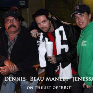 Dennis, Beau Manley,Jenessa on the set of 