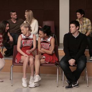 Still of Lea Michele, Naya Rivera, Mark Salling, Cory Monteith and Dianna Agron in Glee (2009)