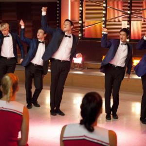 Still of Mark Salling Harry Shum Jr Cory Monteith Chris Colfer and Chord Overstreet in Glee 2009