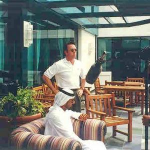 HH Sheikh Ahmed Bin Saeed Al Maktoum on location in Dubai with David Salzberg, Producer Celebrity Arabian Adventure 1997