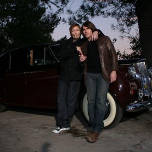 Norman Reedus and Paul Sampson relax on the set of Night of the Templar