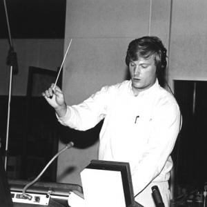 Composer Chris Saranec conducting the orchestra at the 20th-Century Fox Alfred Newman Scoring Stage, Hollywood