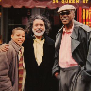 Director Vic Sarin with Robert Richard and Louis Gossett Jr on the set of In His Fathers Shoes 1997