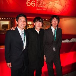 Dean Yamada, Yugo Saso, Yu Shibuya (from left) at 66th Venice International Film Festival.