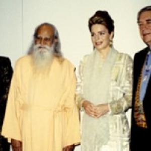 Sri Swami Satchidananda with Ms Boutros GhaliQueen Noor of Jordon Rev John Morton presented with Temple of Understanding Juliet Hollister Award United Nations 1994
