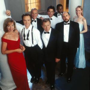 Still of Rob Lowe Martin Sheen Allison Janney Dul Hill Janel Moloney Richard Schiff John Spencer and Bradley Whitford in The West Wing 1999