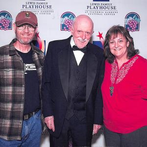 Gregory Schmauss pictured with John Astin and Karen Schmauss at the Lewis Family Playhouse in Rancho Cucamonga California