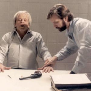 David Schmoeller and Klaus Kinski on the set of CRAWLSPACE Rome Italy 1986