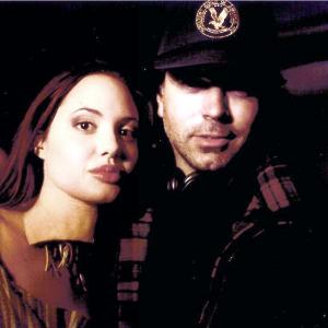 November 12 1992 Angelina Jolie and Michael Schroeder on the set of Cyborg 2 Glass Shadow
