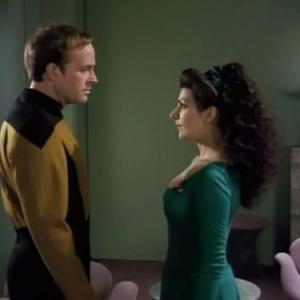 Still of Marina Sirtis and Dwight Schultz in Star Trek The Next Generation 1987