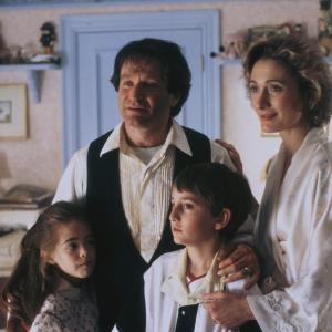 Still of Robin Williams Charlie Korsmo Caroline Goodall and Amber Scott in Hook 1991