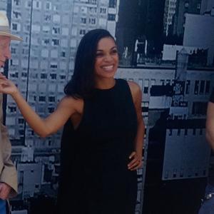 Frank Miller Rosario Dawson Robert Rodriquez at Sin City  A Dame To Kill For booth at Comic Con 2014 San Diego