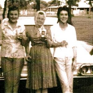 3 generations of motherhood  Wendy my mother r my greatgrandmother m Allie Mae Currie my grandmother all leaning against 1961 Cadillac convertible
