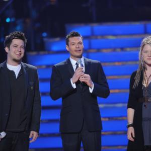 Still of Ryan Seacrest, Lee DeWyze and Crystal Bowersox in American Idol: The Search for a Superstar (2002)