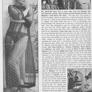 Magazine Article from left to right left full length photo of Lisa Seagram upper Right corner Lisa Seagram as Lila The Lilac Milton Berle as Luie The Lilac and Adam West as Batman in the series Batman 1967